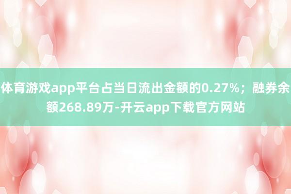 体育游戏app平台占当日流出金额的0.27%；融券余额268.89万-开云app下载官方网站