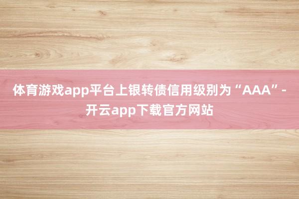 体育游戏app平台上银转债信用级别为“AAA”-开云app下载官方网站