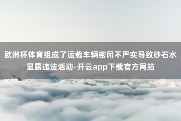 欧洲杯体育组成了运载车辆密闭不严实导致砂石水显露违法活动-开云app下载官方网站