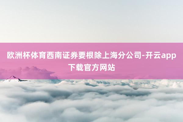 欧洲杯体育西南证券要根除上海分公司-开云app下载官方网站