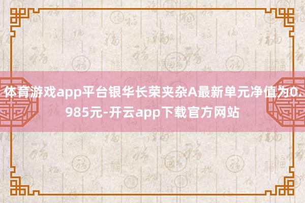 体育游戏app平台银华长荣夹杂A最新单元净值为0.985元-开云app下载官方网站